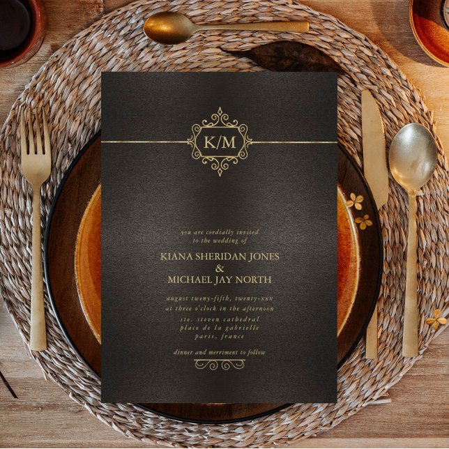 Fine Filigree Gold Wedding ID871 Invitation (Creator Uploaded)