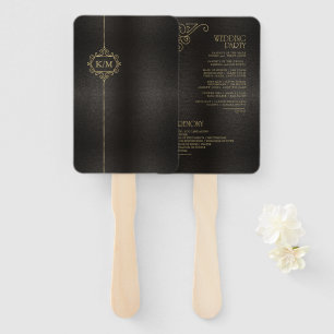 Fine Filigree Gold Wedding Program ID871 Hand Fan