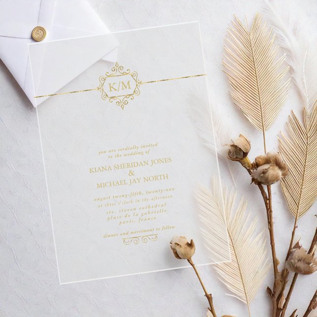 Fine Filigree Gold Wedding Transparent ID871 Acrylic Invitations (Creator Uploaded)
