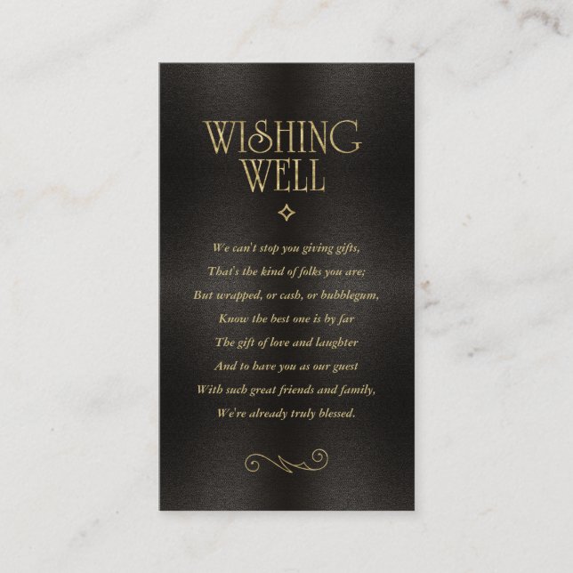 Fine Filigree Gold Wedding Wishing Well ID871 Enclosure Card (Front)