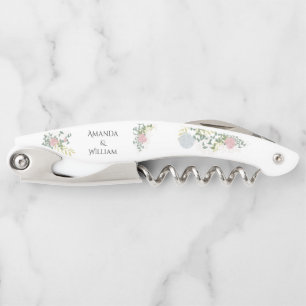 Fine Floral Watercolor Wedding Corkscrew