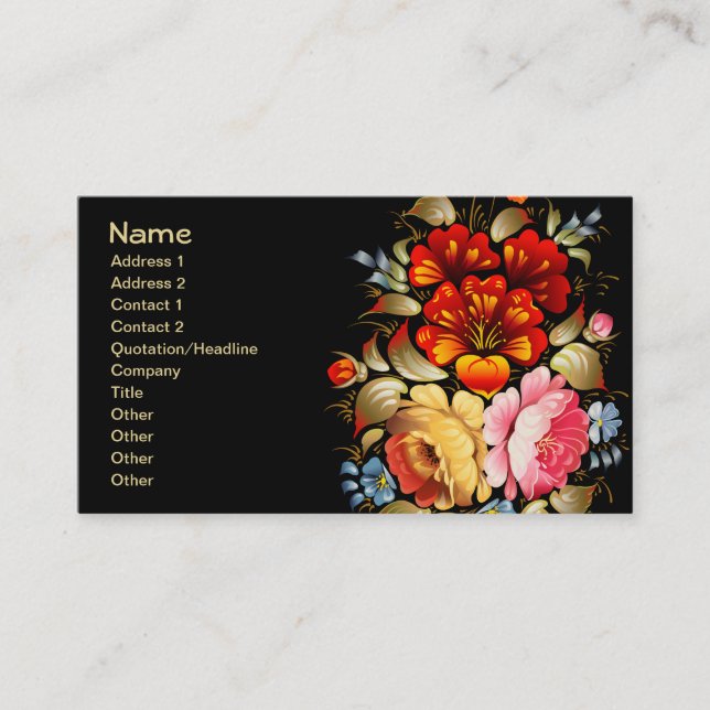 Fine Flower Cool Cute Girly Retro Floral Business Card (Front)