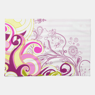 Fine Flower Cool Cute Girly Retro Floral Kitchen Towel