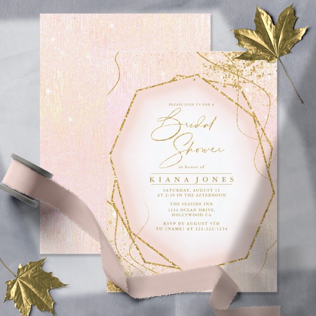 Fine Gold Lines Abstract Bridal Shower Blush ID867 (Creator Uploaded)