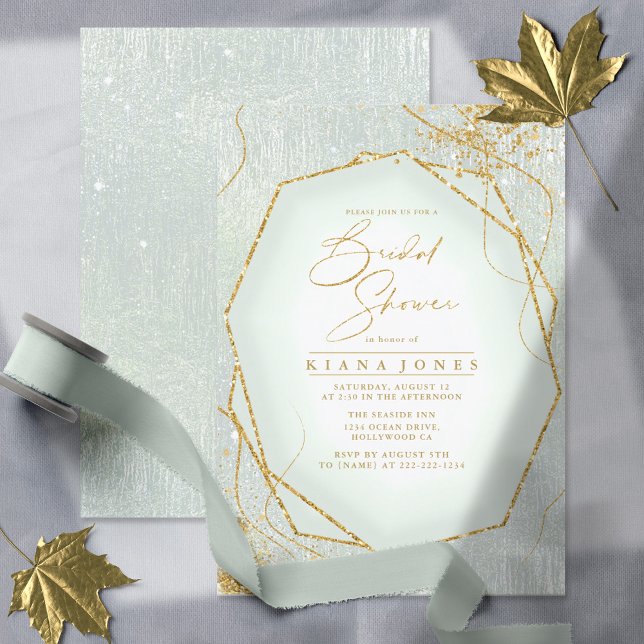 Fine Gold Lines Abstract Bridal Shower Sage ID867 (Creator Uploaded)
