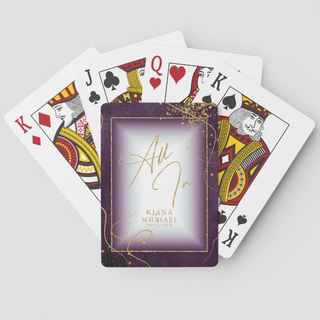 Fine Gold Lines Abstract Wedding All In Plum ID867 Playing Cards (Back)