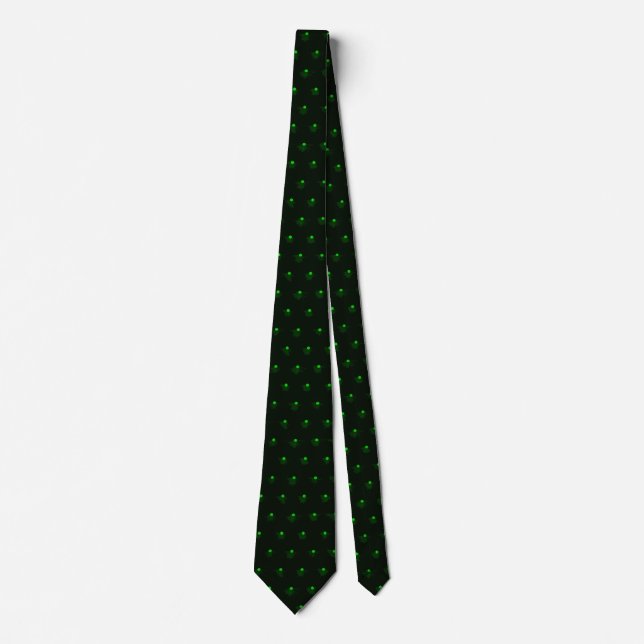 Fine Green Polka-Dot Pattern in Black Tie (Front)