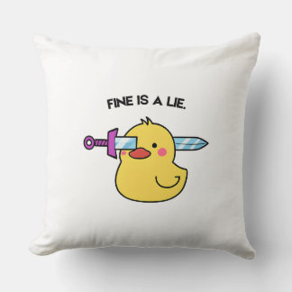 Fine Is a Lie – Funny Dark Humour Throw Pillow 