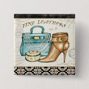 Fine Leather Bag and Shoe 2 Inch Square Button
