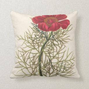 Fine Leaved Paeony Throw Pillow