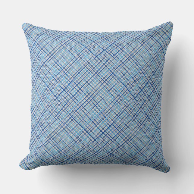 Fine lines Chequered pattern C08.Blue Offwhite BG Throw Pillow (Front)