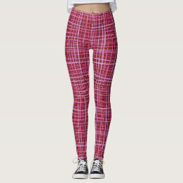 Fine lines Chequered pattern C09.pink on DRed BG Leggings