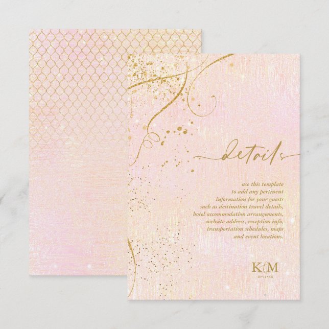 Fine Lines Gold Abstract Details Blush ID867 Enclosure Card (Front/Back)