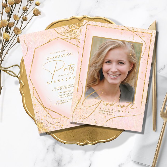 Fine Lines Gold Abstract Graduation Blush ID907 (Creator Uploaded)