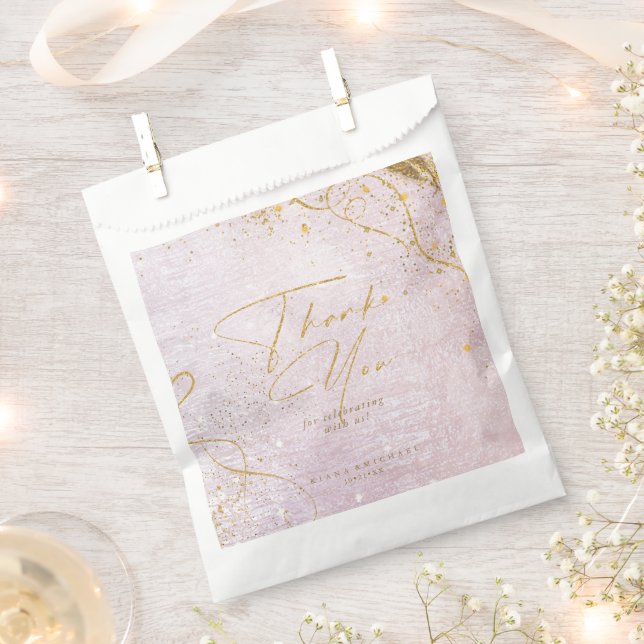 Fine Lines Gold Abstract Wedding Mauve ID867  Favour Bag (Clipped)