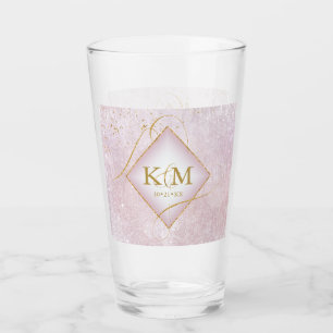 Fine Lines Gold Abstract Wedding Mauve ID867 Glass