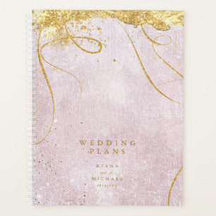 Fine Lines Gold Abstract Wedding Mauve ID867 Planner