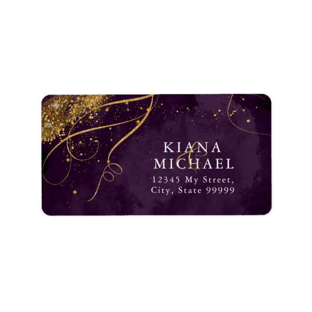 Fine Lines Gold Abstract Wedding Plum ID867 Label (Front)