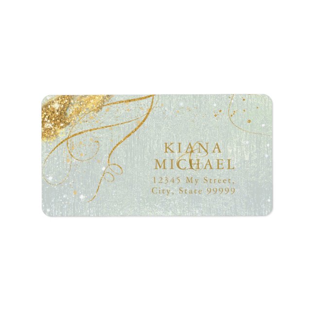 Fine Lines Gold Abstract Wedding Sage ID867 Label (Front)