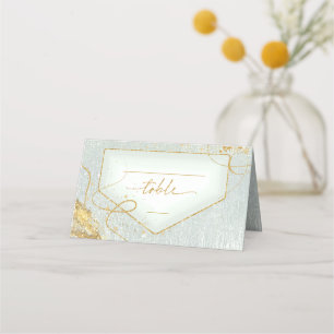 Fine Lines Gold Abstract Wedding Table Sg ID867  Place Card