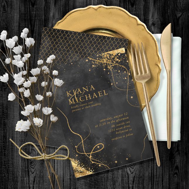 Fine Lines Gold Abstract Wedding V1 Black ID867 (Creator Uploaded)