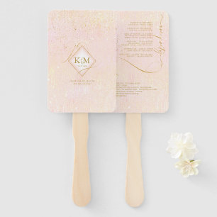 Fine Lines Gold Abstract Wedding V1 Blush ID867 Hand Fan