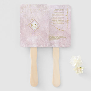 Fine Lines Gold Abstract Wedding V1 Mauve ID867 Hand Fan