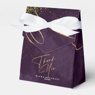 Fine Lines Gold Abstract Wedding V1 Plum ID867 Favor Box