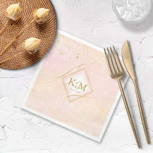 Fine Lines Gold Abstract Wedding V2 Blush ID867 Napkin