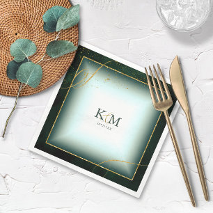 Fine Lines Gold Abstract Wedding V3 Emerald ID867 Napkin