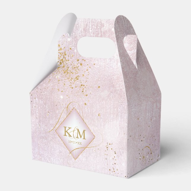 Fine Lines Gold Abstract Wedding V3 Mauve ID867 Favor Box (Front Side)