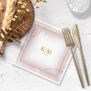 Fine Lines Gold Abstract Wedding V3 Mauve ID867 Napkin