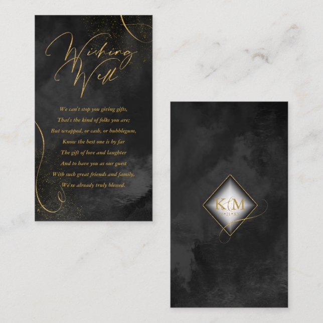 Fine Lines Gold Abstract Wishing Well Black ID867 Enclosure Card (Front/Back)