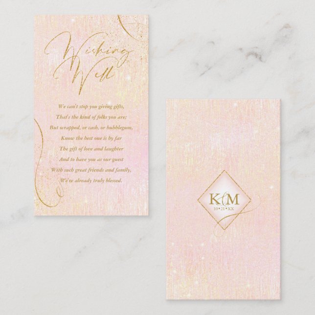 Fine Lines Gold Abstract Wishing Well Blush ID867 Enclosure Card (Front/Back)