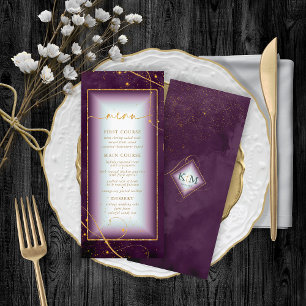 Fine Lines Gold Abstrait Mariage Menu 2 Plum ID867