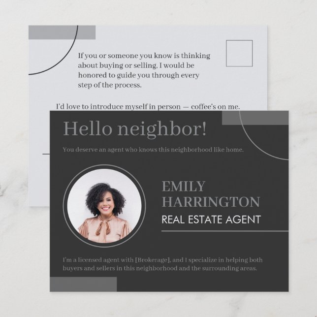 Fine Lines Introduction Real Estate Agent Neutral Postcard (Front/Back)