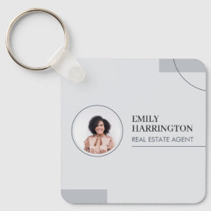 Fine Lines Real Estate Agent Grey Keychain