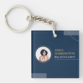 Fine Lines Real Estate Agent Navy Keychain