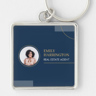 Fine Lines Real Estate Agent Navy Keychain