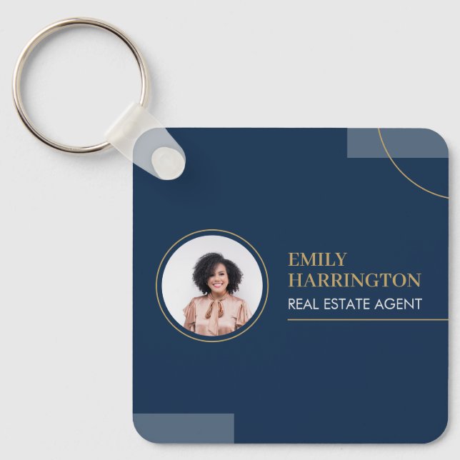 Fine Lines Real Estate Agent Navy Keychain (Front)