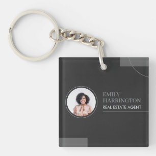 Fine Lines Real Estate Agent Neutral Keychain