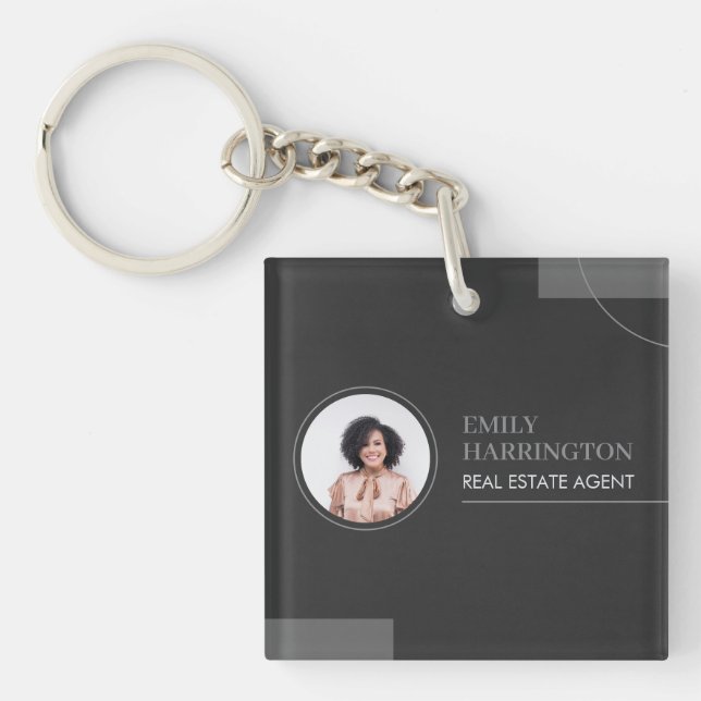 Fine Lines Real Estate Agent Neutral Keychain (Front)