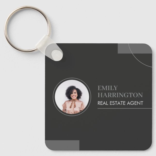Fine Lines Real Estate Agent Neutral Keychain (Front)