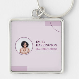 Fine Lines Real Estate Agent Pink Keychain