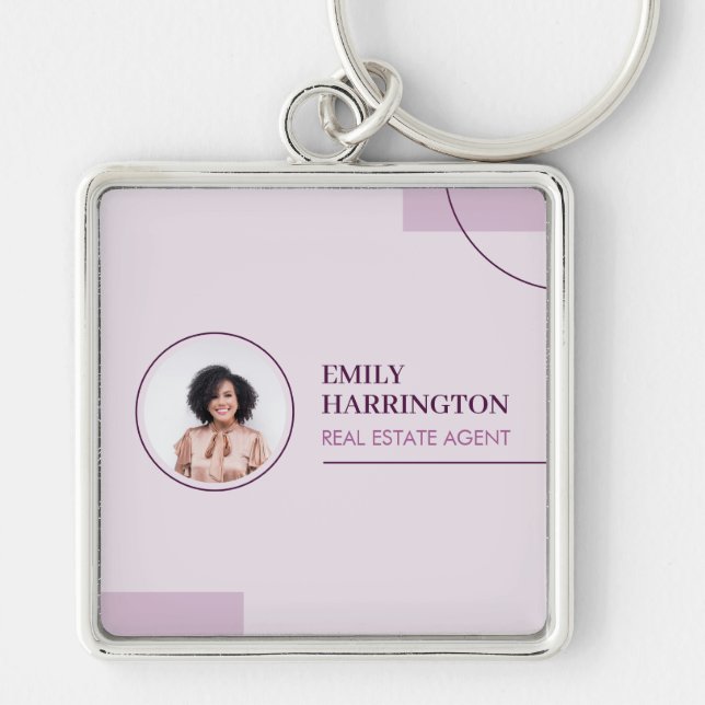 Fine Lines Real Estate Agent Pink Keychain (Front)