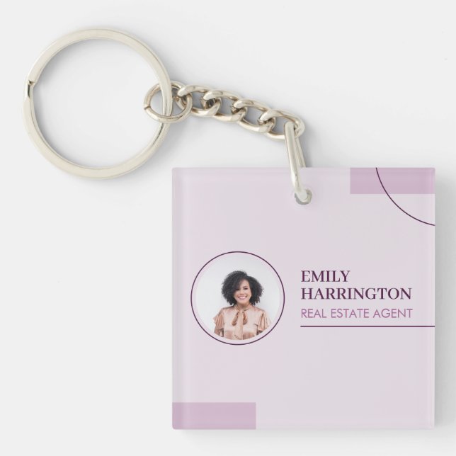 Fine Lines Real Estate Agent Pink Keychain (Front)