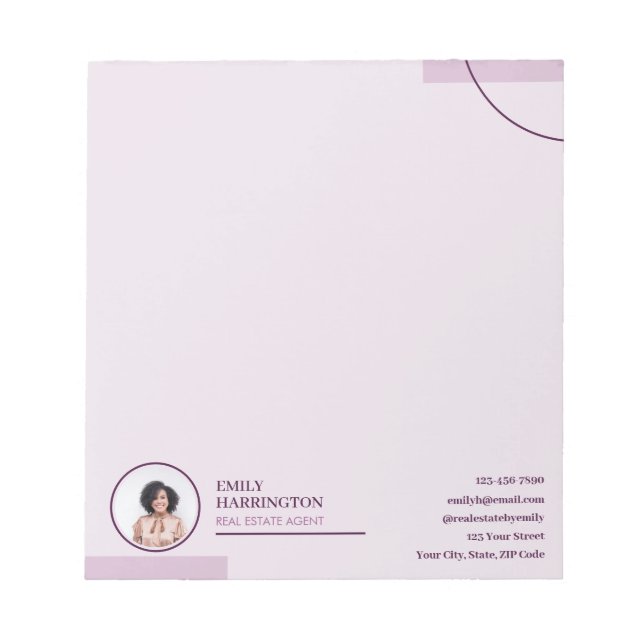 Fine Lines Real Estate Agent Pink Notepad (Front)