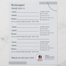Fine Lines Sign In Sheet Real Estate Agent Grey