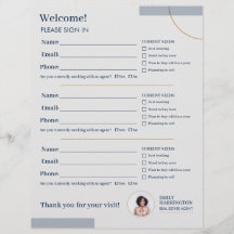 Fine Lines Sign In Sheet Real Estate Agent Navy