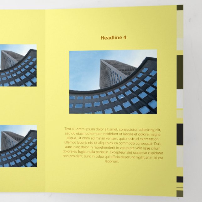 Fine Monochromatic Coorporate Flat Lateral Stripes Tri-Fold Card (Inside Last)